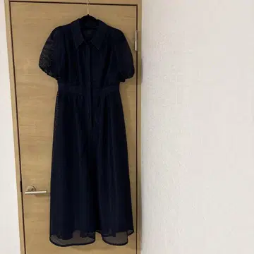 내추럴 뷰티 베이직 네이비 메쉬 셔츠 원피스