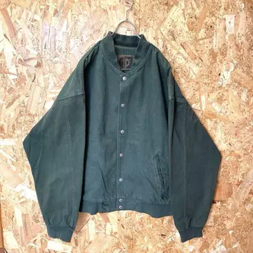 90s 빈티지 구제 의류 로고 자수 덕 블루종 바시티 자켓