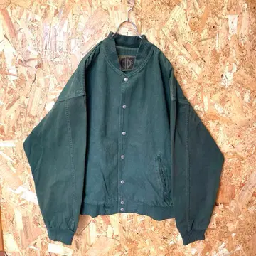 90s 빈티지 구제 의류 로고 자수 덕 블루종 바시티 자켓