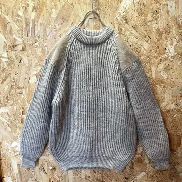 레어 Vintage 구제 의류 영국제 두꺼운 엘보우 패치 니트