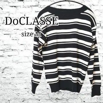 미사용 DoCLASSE 두클라쎄 보더 니트 티셔츠 화이트 블랙 긴팔