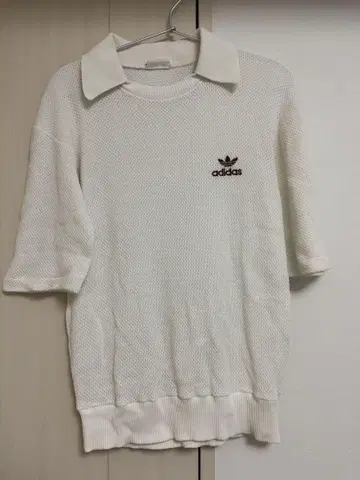 adidas 80's 반팔 니트 카라 부착 빈티지 아이보리