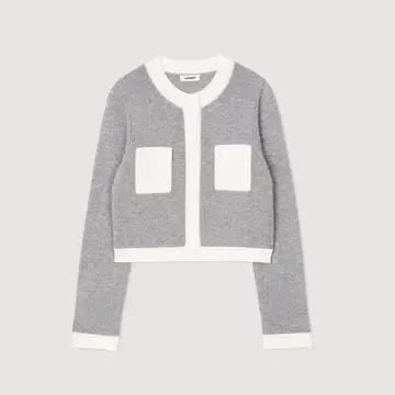 [ sandro ] 산드로 바이컬러 울 니트 가디건