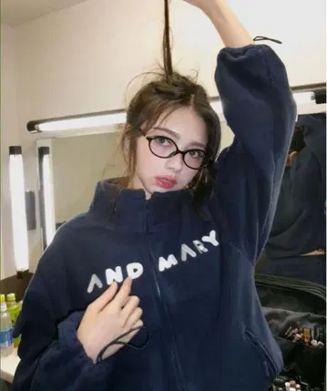 andmary Mary logo fleece jacket navy