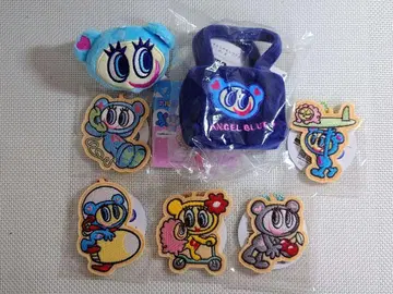 엔젤 블루 나카무라 군 자수 키링 미니 파우치 페이스 마스코트