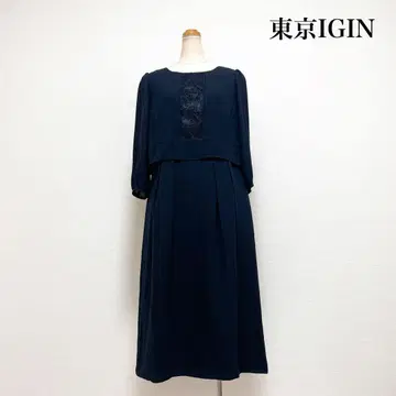 TOKYO IGIN 조젯 레이스 원피스 네이비 업무 세레모니