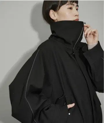 ADAM ET ROPE' 2WAY 실루엣 미들 기장 스탠드 카라 블루종