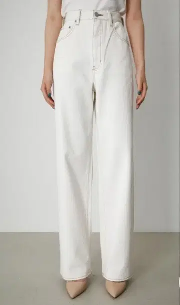 MOUSSY 화이트 데님 화이트 하이웨스트 스트레이트 와이드