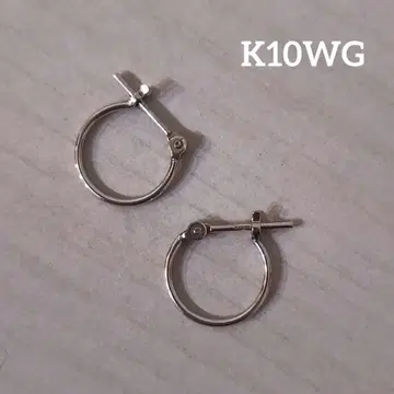 K10 후프 귀걸이 화이트 골드 약 10mm 10금 새상품급 K10WG