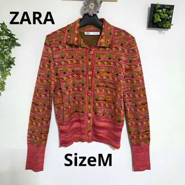 새상품급 ZARA 선인장 니트 가디건 [ M ] 올 패턴 꽃 빈티지