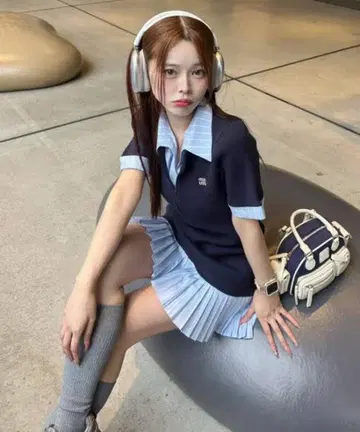 도킹 플리츠 반팔 원피스 Nono 기획 NICE CLAUP