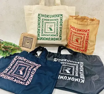 KINOKUNIYA 5 포켓 부착 백 & 에코백 & 파우치 5종 세트