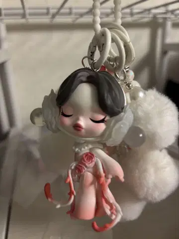 스컬팬더 skullpanda 키링 핑크 화이트