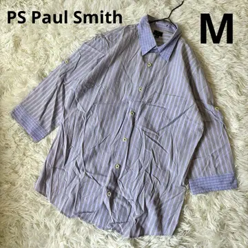 PS Paul Smith 일본제 코튼 스트라이프 7부 소매 셔츠 M