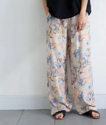 안티카 수채화 패턴 스트레이트 팬츠 오렌지 L 사이즈 antiqua