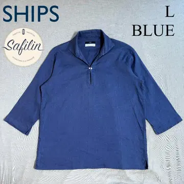 SHIPS Safirin 린넨 7슬리브 카프리 셔츠 L 사이즈 블루