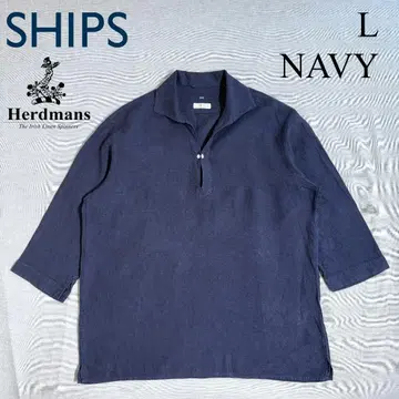 SHIPS Herdmans 린넨 7 슬리브 카프리 셔츠 L 사이즈 네이비