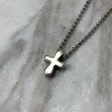 실버 925 목걸이 크로스 모티브 공 체인 이탈리아제 작고 앙증맞은