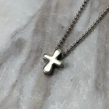 실버 925 목걸이 크로스 모티브 공 체인 이탈리아제 작고 앙증맞은
