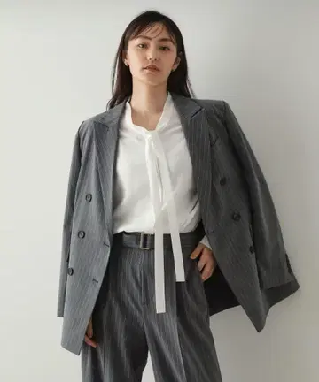 오파크 클립 워셔블 더블 테일러드 자켓