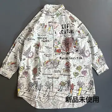 미사용 새상품 츠모리치사토 x 니코앤드 해양 생물 셔츠 원피스 튜닉