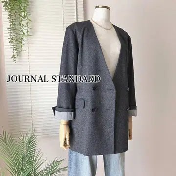 JOURNAL STANDARD 노카라 더블 자켓 그레이