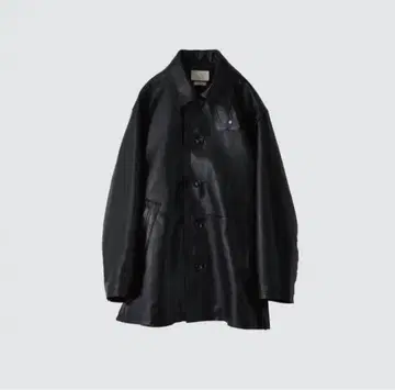 Cut-Off Leather Car Coat BLACK