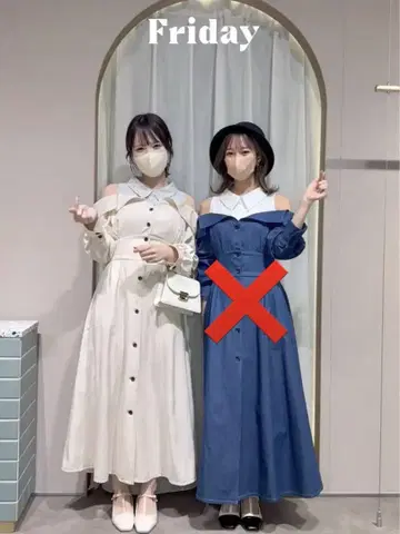 dazzlin 오픈 레이어드 셔츠 원피스 아이보리