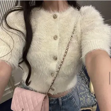 amerge 아멜쥬 페더 플라워 가디건