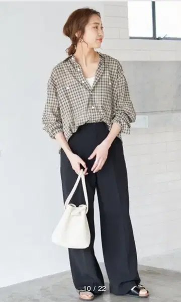 Spick and Span 코튼 보일 체크 셔츠
