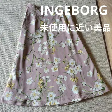 [컨디션 최상] INGEBORG 수선화 스위트피 프리지아 플레어 스커트