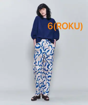 6(ROKU) COTTON KIKA PANTS 기하 프린트 팬츠