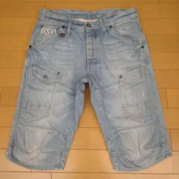 새상품급 G-STAR RAW 버튼 플라이 데님 하프 팬츠 사이즈 32