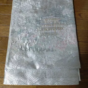 순수 실크 플라티나박 풍경 무늬 후쿠로 오비 마루 오비