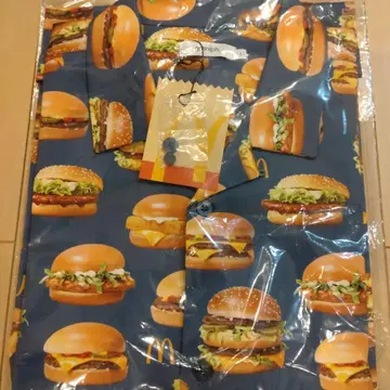 그라니프 맥도날드 햄버거 올 패턴 빅 실루엣 오픈 카라 셔츠