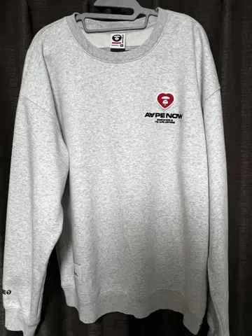 AAPE NOW HEART CREW NECK SWEAT 그레이 XL