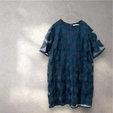 새상품급 누키테파 실크 100% 원피스 튜닉 S 오간자