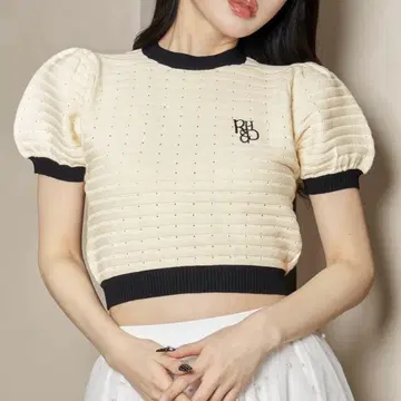 Darich 백리본 퍼프숄 니트탑