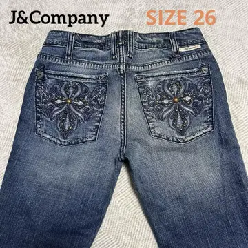 미사용 J&Company 스트레이트 데님 26인치 블루 자수 Y2K