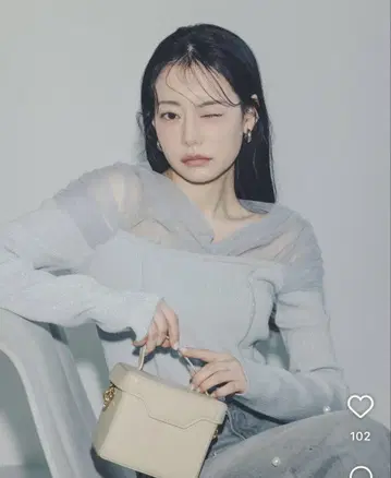 Rirandture 오프숄더 튤 니트 나고미짱 착용