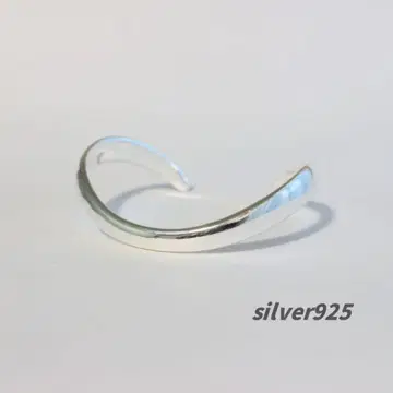 S925 실버 심플 웨이브 뱅글 블레스 레드