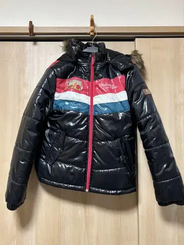 후드 부착 다운 자켓 블랙, 레드, 블루