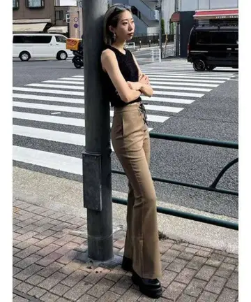 레이스업 플레어 팬츠