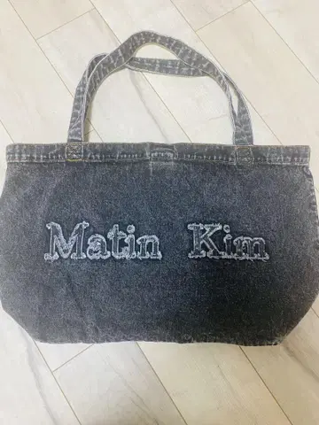 [ Matin Kim ] LOGO WASHED DENIM TOTE BAG