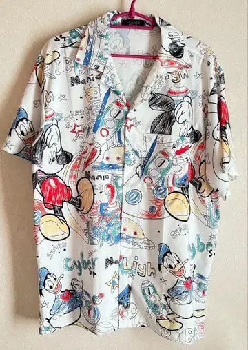 디즈니 미키 도날드 패턴 셔츠 T셔츠 구제 의류 하와이안 화려한 셔츠