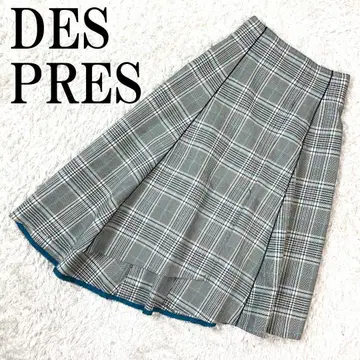 DES PRES 비대칭 스커트 체크 그레이 34 B9956