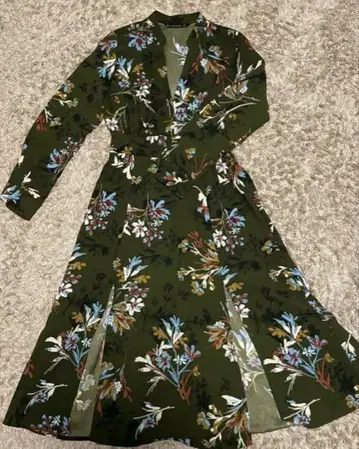 ZARA 플라워 원피스 긴팔 꽃무늬 해외 롱 스커트