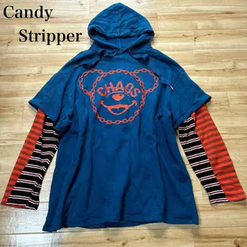 Candy Stripper 오버 사이즈 후드티 원피스 보더