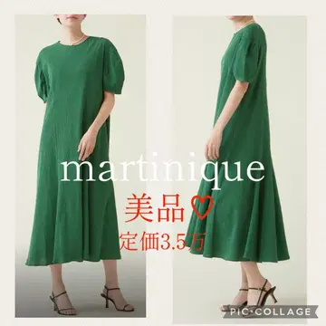 martinique 마르티니크 트리코 퍼프 슬리브 드레스