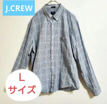 버튼 다운 셔츠 남성용 구제 의류 체크 무늬 J.CREW L 사이즈
